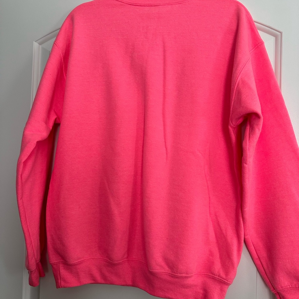 Gildan Bright Pink LOVE Crew Neck Sweatshirt - Picture 2 of 3